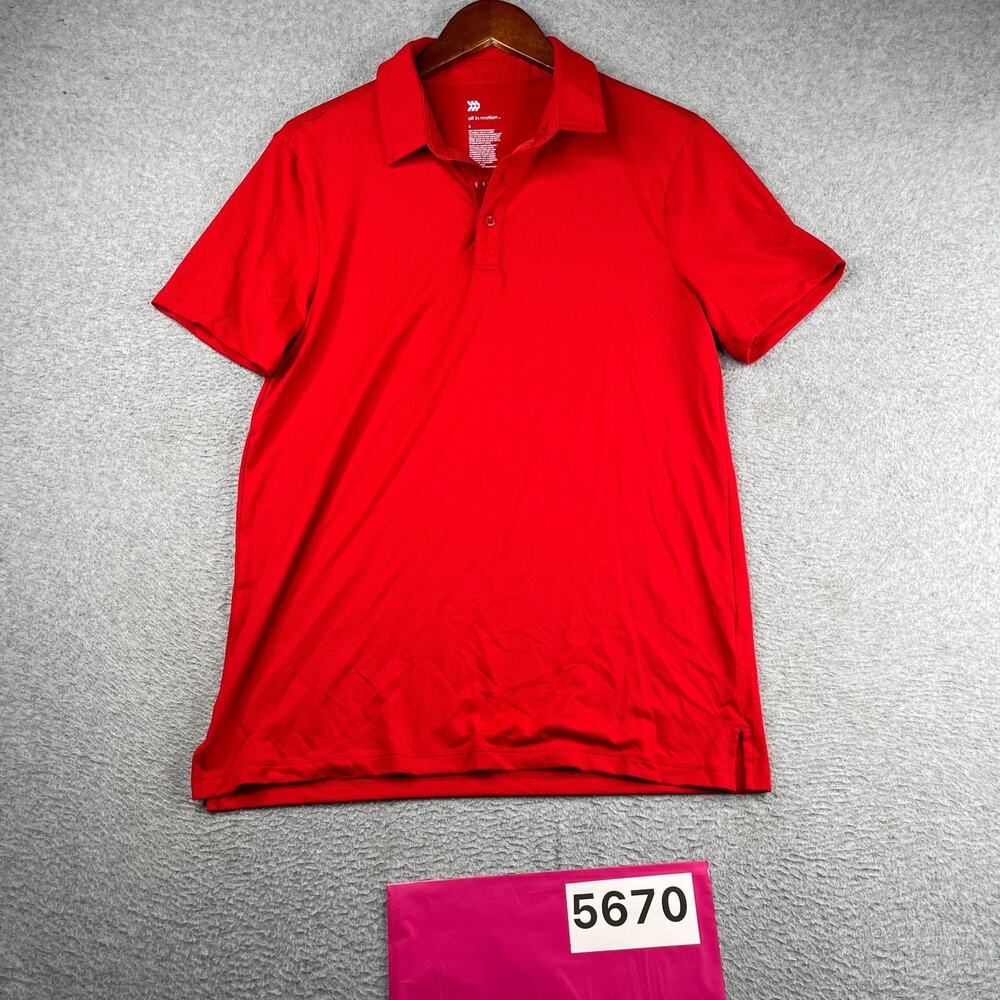 All In Motion Performance Stretch Polo Shirt Bright Red Mens Casual Small